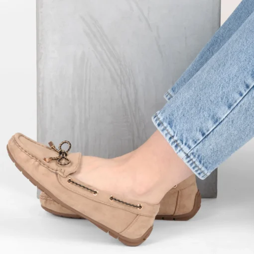 Mocassins TAUPE Femme Motif Uni A Enfiler
