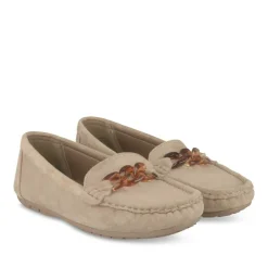 Mocassins TAUPE Femme Motif Chaîne A Enfiler