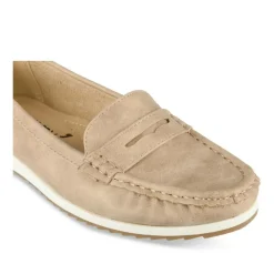 Mocassins TAUPE Femme Motif Uni A Enfiler