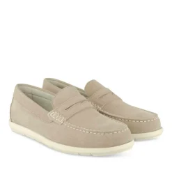 Mocassins TAUPE Homme CUIR Motif Uni A Enfiler