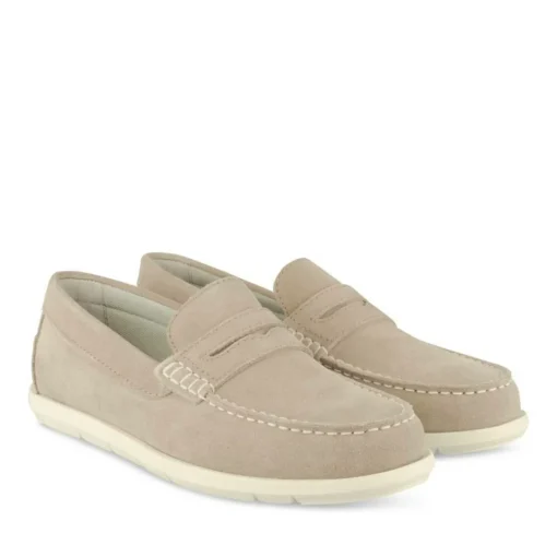 Mocassins TAUPE Homme CUIR Motif Uni A Enfiler