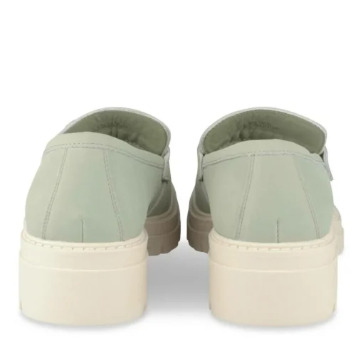 Mocassins VERT Femme CUIR Motif Chaîne A Enfiler