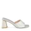 Mules ARGENT Femme Motif Iridescent A Enfiler