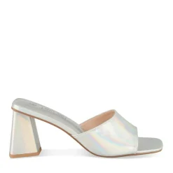 Mules ARGENT Femme Motif Iridescent A Enfiler