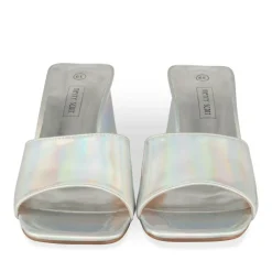Mules ARGENT Femme Motif Iridescent A Enfiler