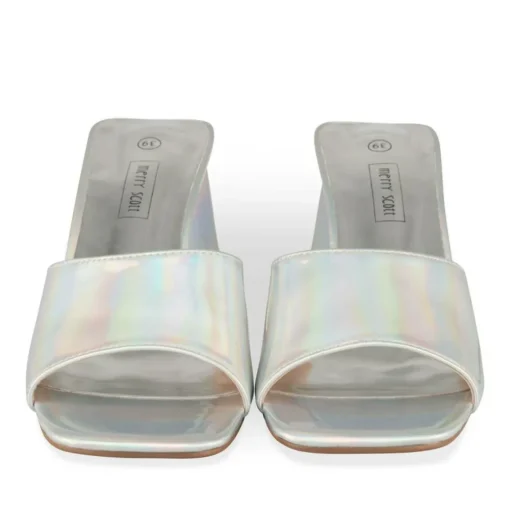 Mules ARGENT Femme Motif Iridescent A Enfiler