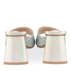 Mules ARGENT Femme Motif Iridescent A Enfiler