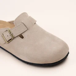 Mules BEIGE Femme CUIR Motif Uni A Enfiler