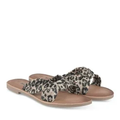 Mules BEIGE Femme Motif Animal A Enfiler