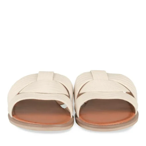 Mules BEIGE Femme Motif Animal A Enfiler