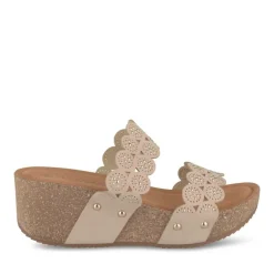 Mules BEIGE Femme Motif Clouté A Enfiler