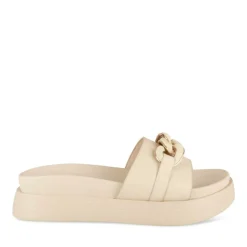 Mules BEIGE Femme Motif Chaîne A Enfiler