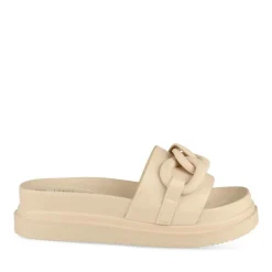Mules BEIGE Femme Motif Chaîne A Enfiler