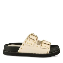 Mules BEIGE Femme Motif Clouté A Enfiler