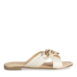 Mules BEIGE Femme Motif Chaîne A Enfiler