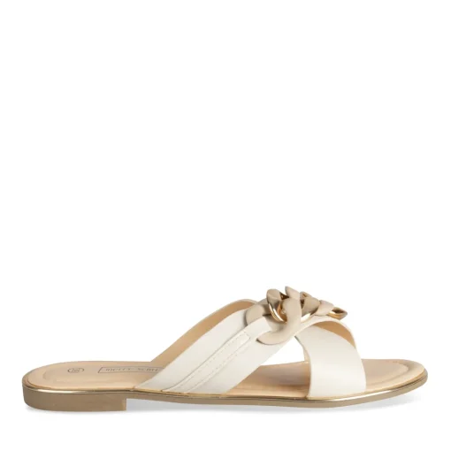 Mules BEIGE Femme Motif Chaîne A Enfiler