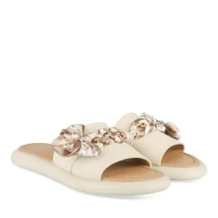 Mules BEIGE Femme Motif Chaîne A Enfiler