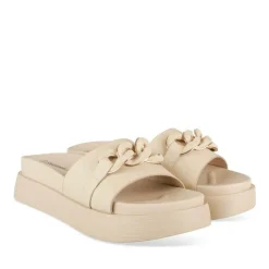 Mules BEIGE Femme Motif Chaîne A Enfiler