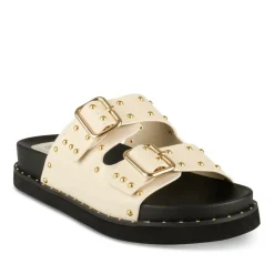 Mules BEIGE Femme Motif Clouté A Enfiler