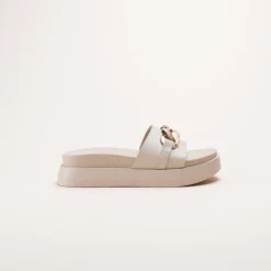 Mules BEIGE Femme Motif Chaîne A Enfiler