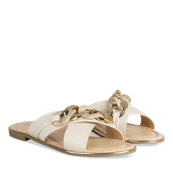 Mules BEIGE Femme Motif Chaîne A Enfiler