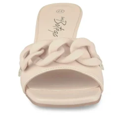 Mules BEIGE Femme Motif Chaîne A Enfiler