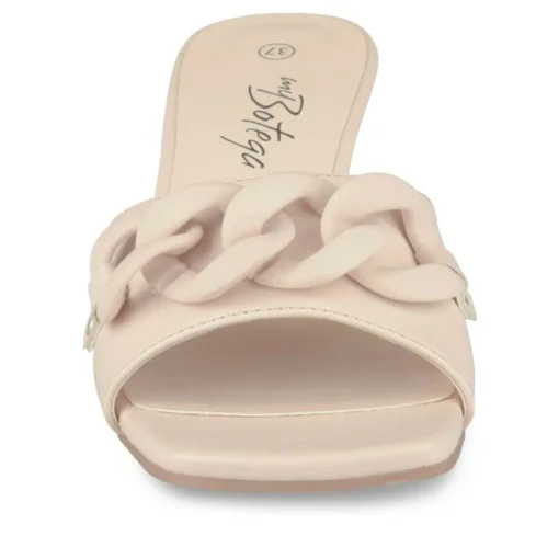 Mules BEIGE Femme Motif Chaîne A Enfiler