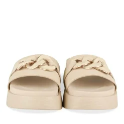 Mules BEIGE Femme Motif Chaîne A Enfiler