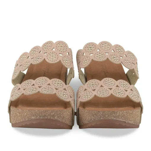Mules BEIGE Femme Motif Clouté A Enfiler