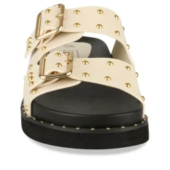 Mules BEIGE Femme Motif Clouté A Enfiler