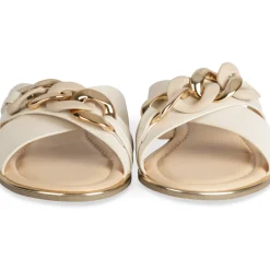 Mules BEIGE Femme Motif Chaîne A Enfiler
