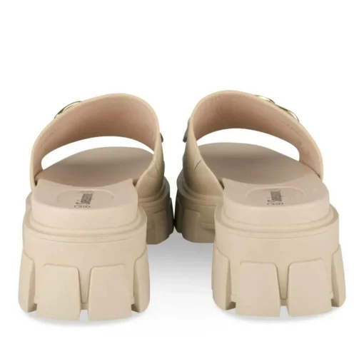 Mules BEIGE Femme Motif Chaîne A Enfiler