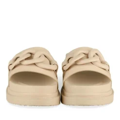 Mules BEIGE Femme Motif Chaîne A Enfiler