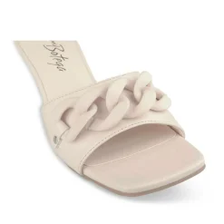 Mules BEIGE Femme Motif Chaîne A Enfiler