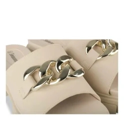 Mules BEIGE Femme Motif Chaîne A Enfiler