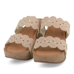 Mules BEIGE Femme Motif Clouté A Enfiler