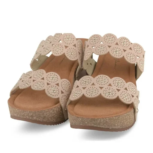 Mules BEIGE Femme Motif Clouté A Enfiler