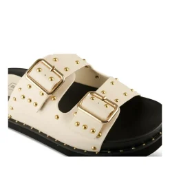 Mules BEIGE Femme Motif Clouté A Enfiler