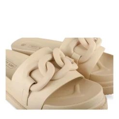 Mules BEIGE Femme Motif Chaîne A Enfiler
