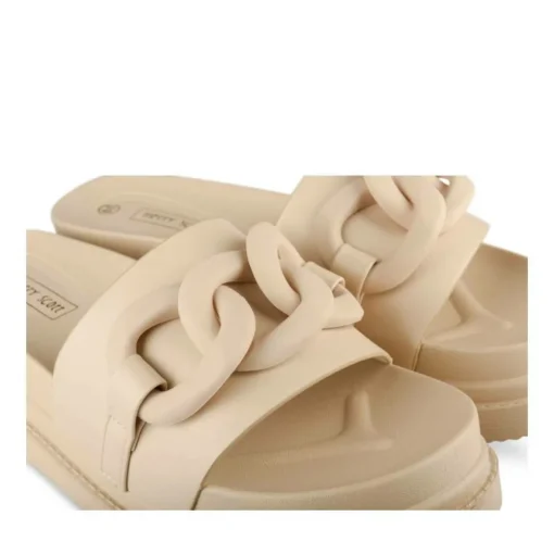 Mules BEIGE Femme Motif Chaîne A Enfiler