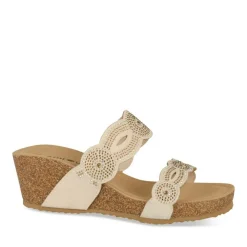 Mules BEIGE Femme Motif Paillettes A Enfiler