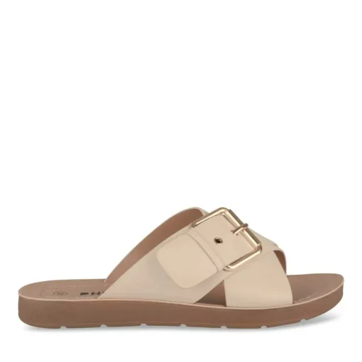 Mules BEIGE Femme Motif Uni A Enfiler