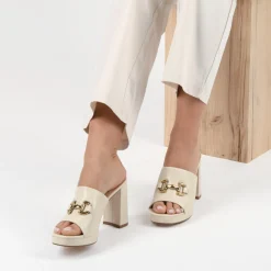 Mules BEIGE Femme Motif Uni A Enfiler
