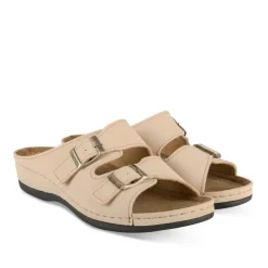 Mules BEIGE Femme Motif Uni A Enfiler