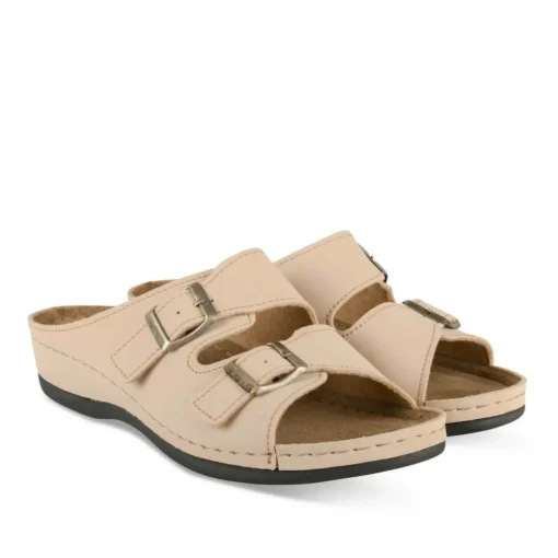 Mules BEIGE Femme Motif Uni A Enfiler