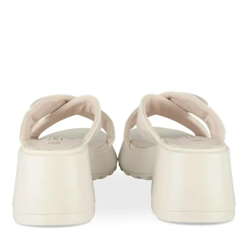Mules BEIGE Femme Motif Vernis A Enfiler