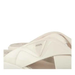 Mules BEIGE Femme Motif Vernis A Enfiler