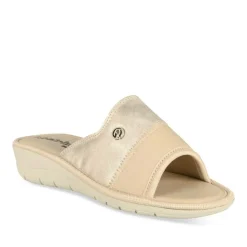 Mules BEIGE/OR Femme Motif Uni A Enfiler