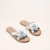 Mules BLANC Femme CUIR Motif Fleuri A Enfiler