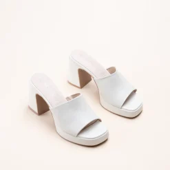 Mules BLANC Femme CUIR Motif Uni A Enfiler